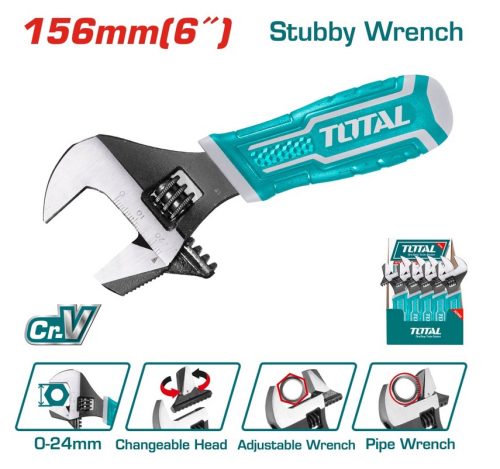 Ключ гаечен раздвижен TOTAL THT1016S, 2 в 1, 156 мм