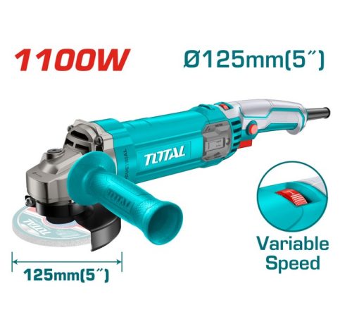 Ъглошлайф TOTAL Industrial, 1100 W, 5000 - 12000 об/мин, Ф 125 мм