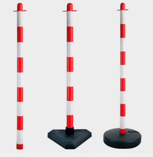 Сигнално колче 90 см PVC червено-бяло за ограждане и сигнализация POST 50609001