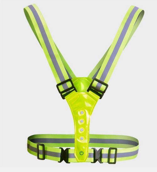 Светлоотразителен LED колан тип сбруя с червени светодиоди EN 13356