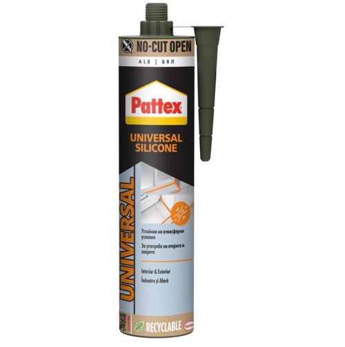 Универсален силиконов уплътнител, Pattex Universal Silicone Бял, 280 ml, водоустойчив, UV устойчив,