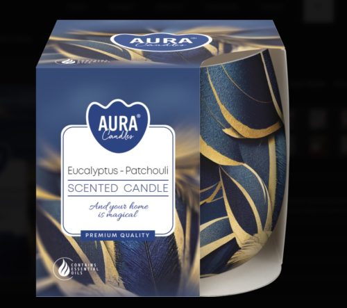 Свещ в чаша с фолио - евкалипт и пачули Свещ в чаша с фолио - евкалипт и пачули