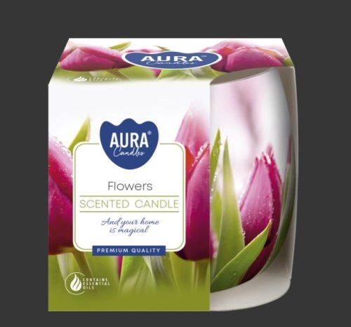 Ароматна свещ в чаша с фолио цветя SN71S-07