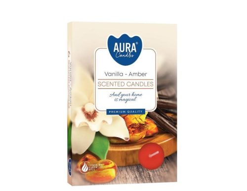 Ароматни чаени свещи - ванилия и кехлибар, 6 бр.