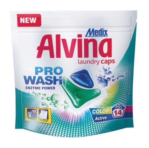 Капсули за пране ALVINA MEDIX Color Pro Wash, зелени, 14 бр.