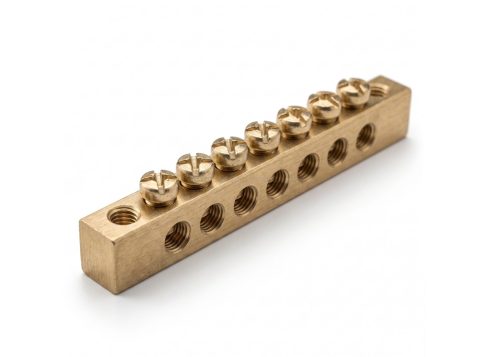 Месингова шина Е8x8 mm, 1 метър, 144 отвора (BL504) – за ел. табла