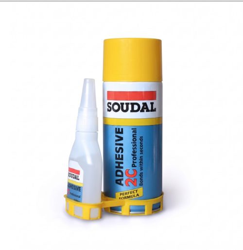 Моментно двукомпонентно лепило Soudal + активатор спрей 100 г + 400 мл