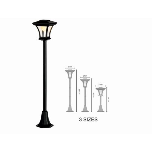 Соларен LED градински фенер 1W, 10 LED, топла светлина 3000K, IP44, 3 височини