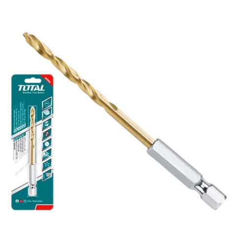 Свредло за метал, TOTAL, HEX 1/4", HSS-TiN, Ø 3 mm