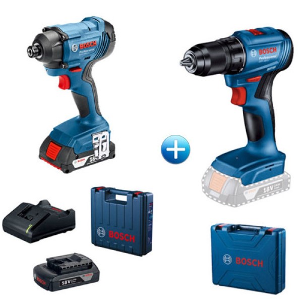 Акумулаторен комплект BOSCH гайковерт GDR 180-LI + винтоверт GSR 185-LI