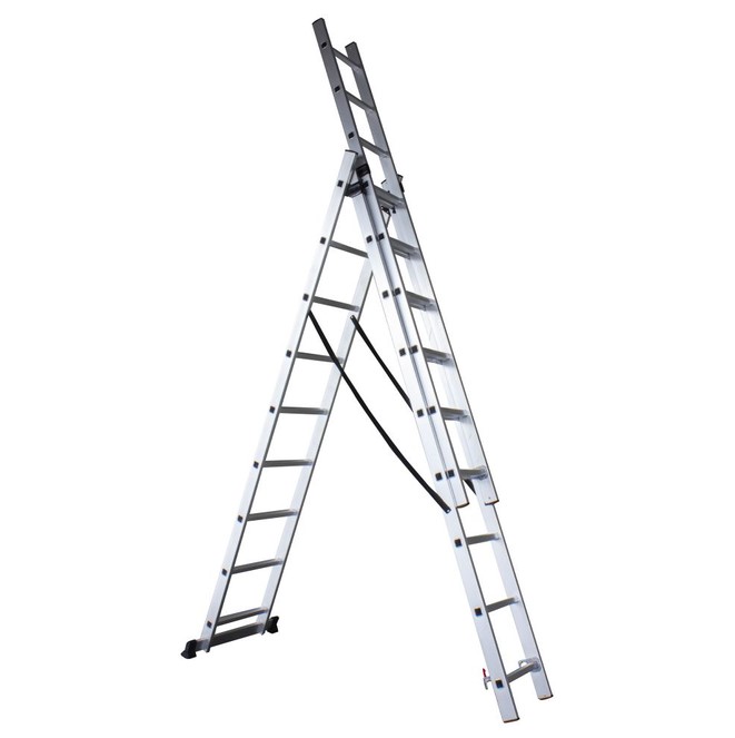 Алуминиева трираменна комбинирана стълба Grasko 3x9 стъпала, 5.90 м