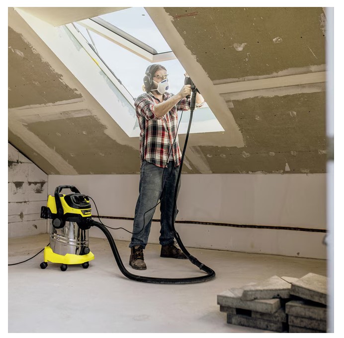 Прахосмукачка Karcher WD 6 PS V-30/8/22/T, 1300 W, Мокро и сухо засмукване, Резервоар 30 л, Маркуч 2,2 м, Функция обдухване, Жълт/ черен/ металик - Image 4