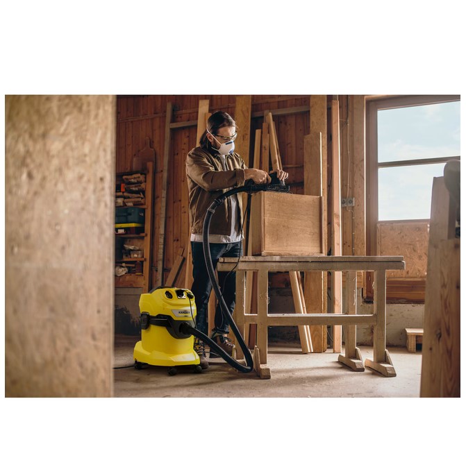 Прахосмукачка Karcher 1.628-270.0 WD 4 P V-20/5/22 сухо-мокро, 1000W, 20л резервоар, С щепсел за работа с електрически инструменти, Жълта - Image 2