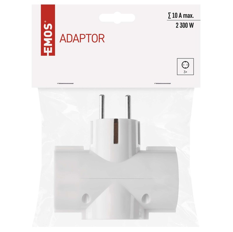 Разклонител 3-ка без кабел, 2300 W, 10 A, EMOS P00242