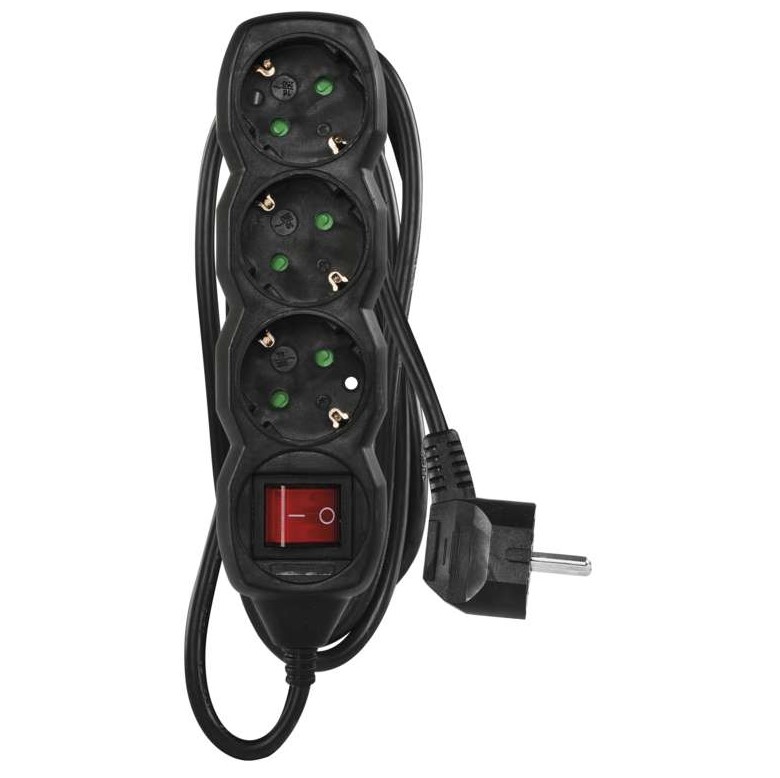 Разклонител EMOS 3-ка с ключ, кабел 1.5 м, 16 A, 3680 W, черен, PC1321R - Image 2