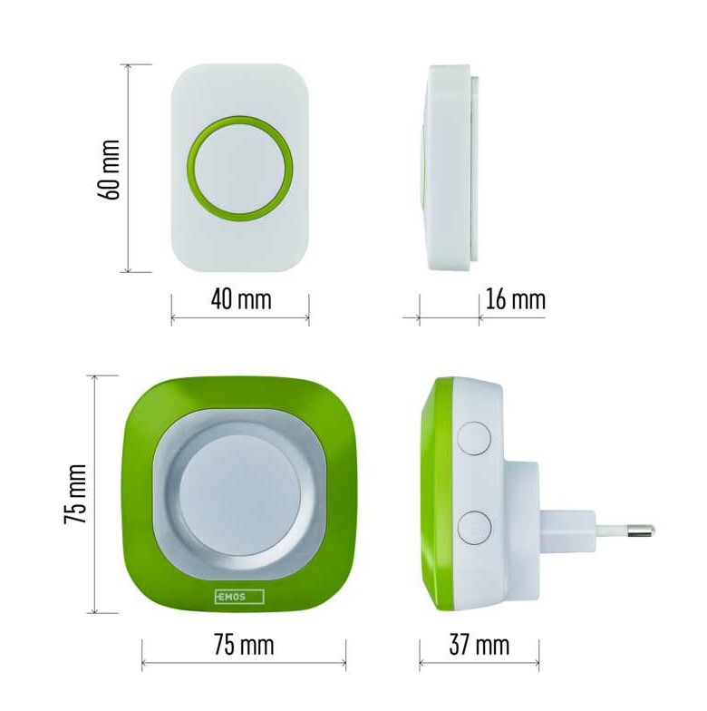 Безжичен звънец EMOS P5733G, 150 м, 110 dB, 36 мелодии, IP44 - Image 5