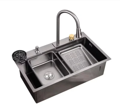 Мултифункционална кухненска мивка Cascada D7546HY, черен, 75×46×21,5