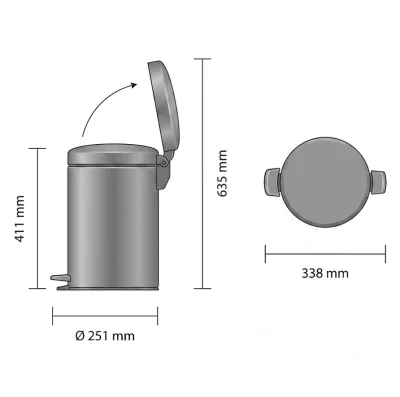 Кош за смет с педал Brabantia NewIcon 12L, Matt Steel