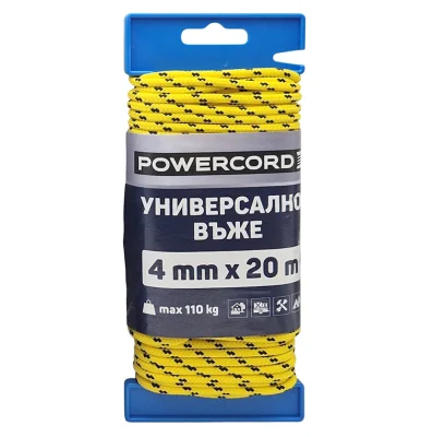 ъже синтетично Powercord от полипропилен плетено ф 4 мм, 20 м, 110 кг, жълто