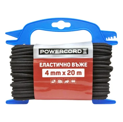 Въже текстилно Powercord ластично ф 4 мм, 20 м, 15 кг, черно