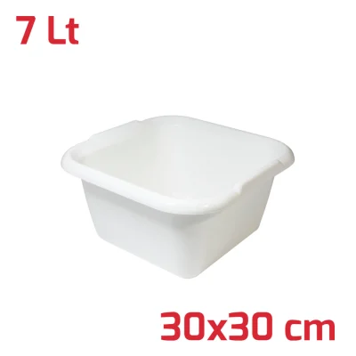 Квадратен пластмасов леген с дръжки RECA PLAST – 7 л, бял
