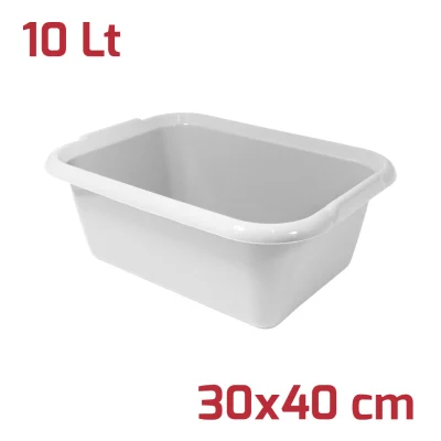 Правоъгълен леген с дръжки 10 л, бял – Reca Plast
