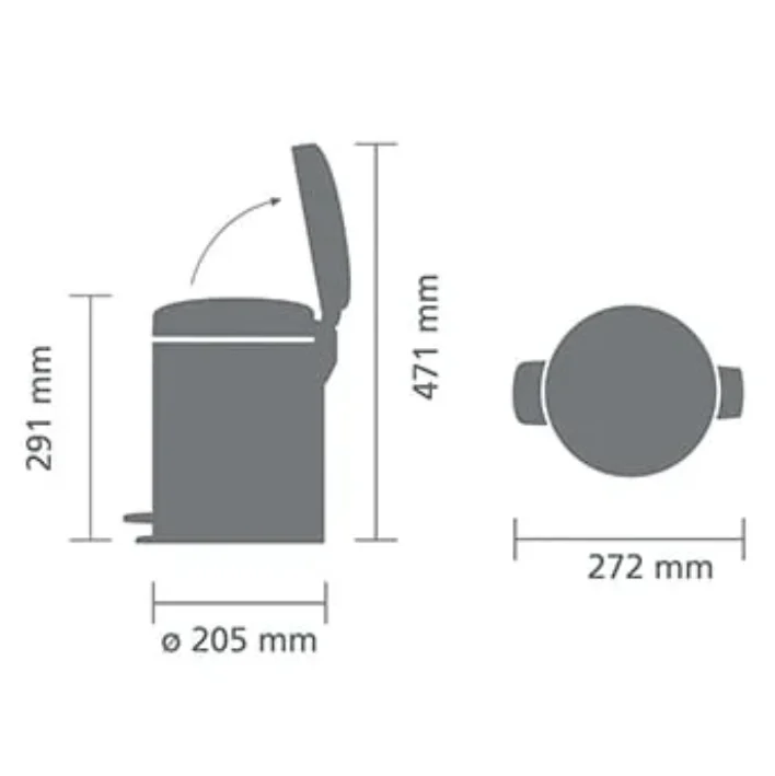 Кош за смет с педал Brabantia NewIcon 5L, Matt Steel - Image 10