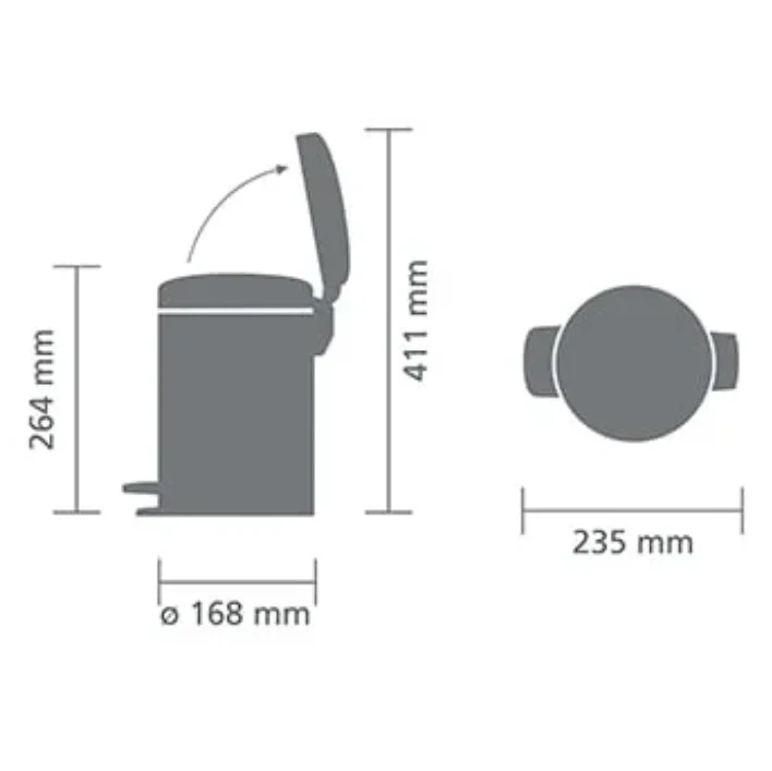 Кош за смет с педал Brabantia NewIcon 3L, Matt Steel - Image 8