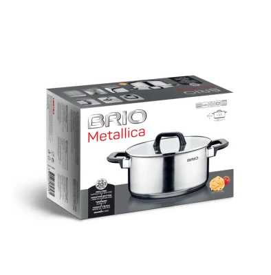 Тенджера с капак Brio Metallica, мат, Ø20х10см, 3.1л