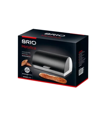 Кутия за хляб BRIO, инокс с черен капак, 39х25,5х18,5 см