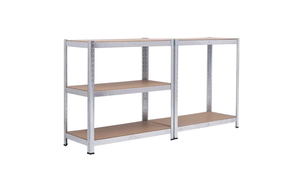 Стелаж SmartStorage , Метален, 180x75x30 см, 5 MDF рафта, 100 кг/рафт, Поцинкован, Монтаж със скоби - Image 4